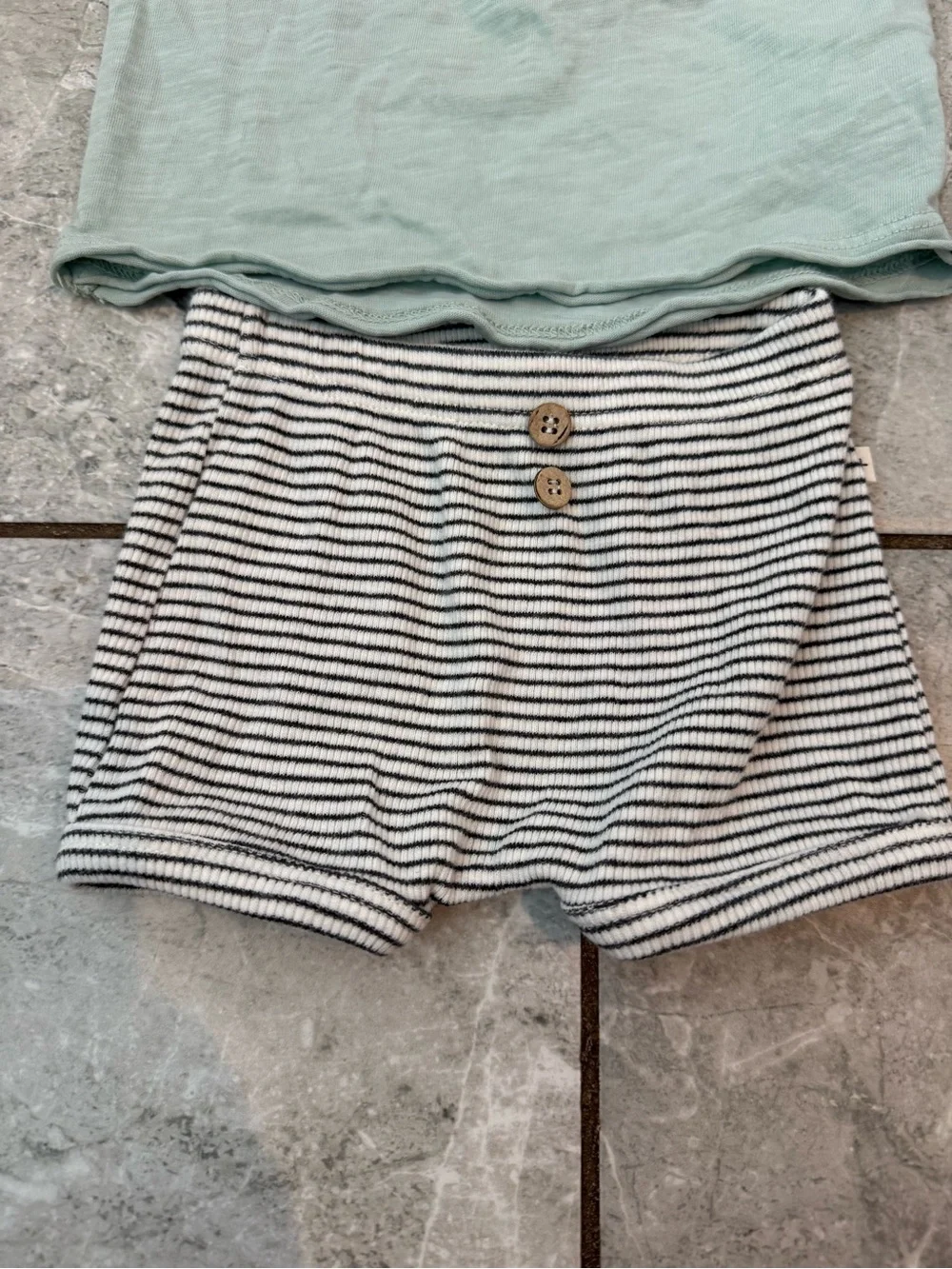 1 + In the Family NANI & SALVA 2-piece Outfit set 6M Mint Striped Made in Spain